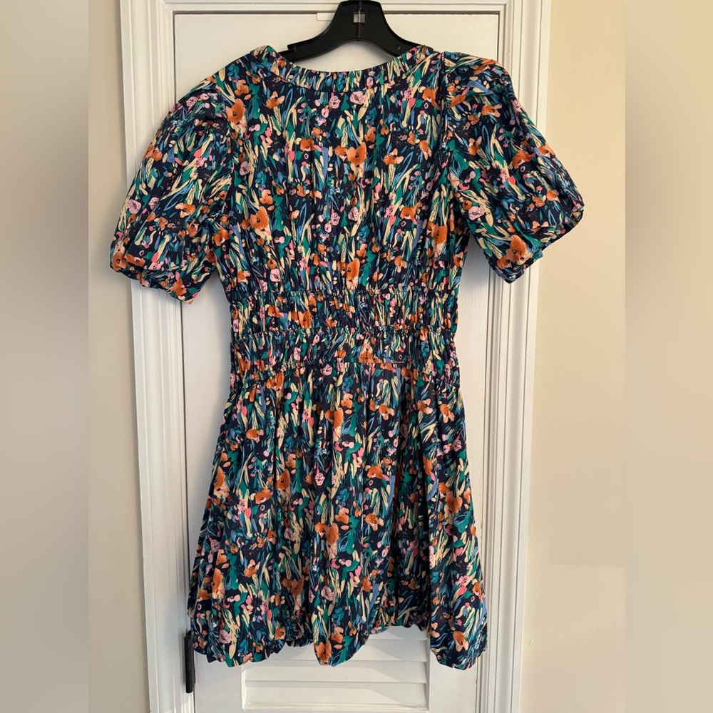Bubble hem & bubble sleeve multicolor  100% cotton dress; size M; short sleeve